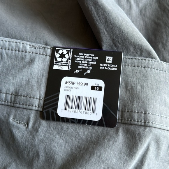 Eddie Bauer shorts gray cargo pocket NWT NEW sz 16 stretch cinder grey - Picture 6 of 7